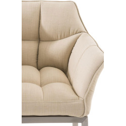 Tabouret de bar en tissu Damaso E avec structure à 4 pieds crème