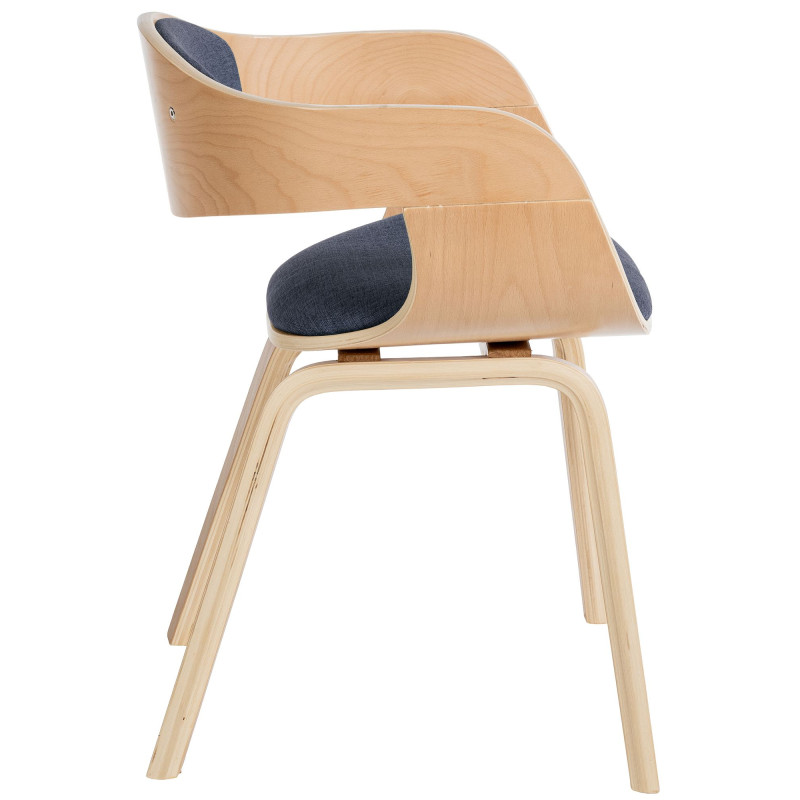 Chaise visiteur Kingston en tissu naturel/bleu