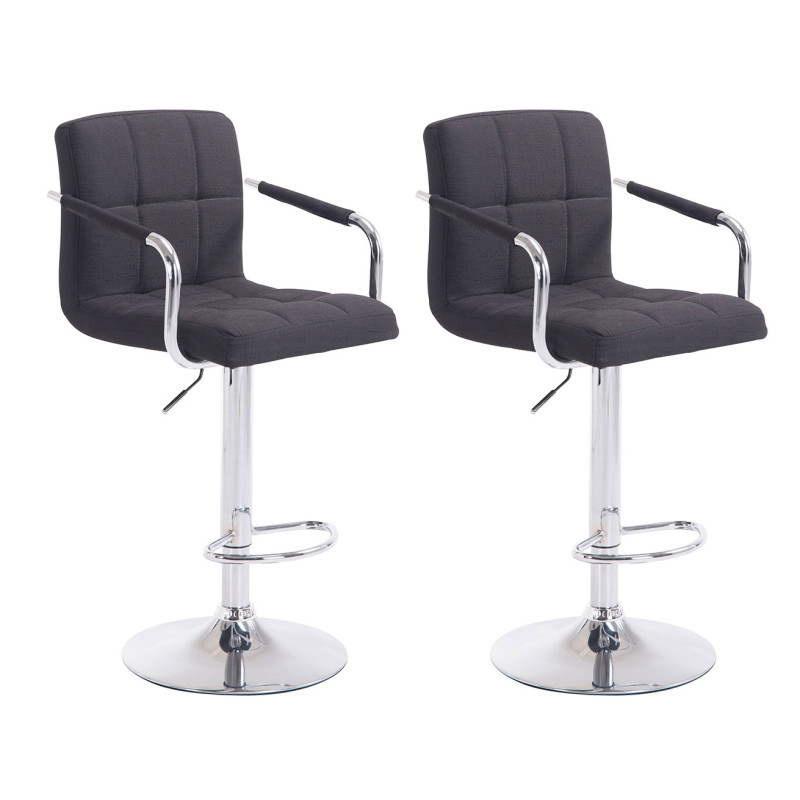 Lot de 2 tabourets de bar Lucy V2 en tissu chromé noir
