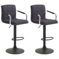 Lot de 2 tabourets de bar Lucy V2 en tissu noir