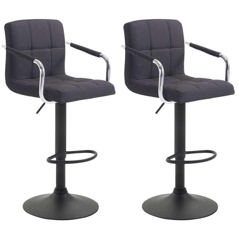Lot de 2 tabourets de bar Lucy V2 en tissu noir
