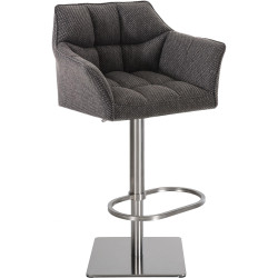 Tabouret de bar en tissu Damaso E gris titane