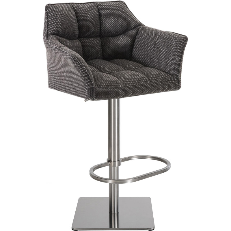 Tabouret de bar en tissu Damaso E gris titane