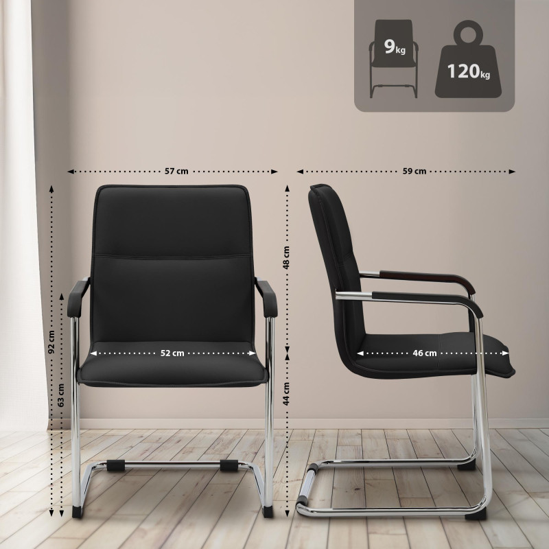 Ensemble de 2 chaises visiteurs Seattle, noires