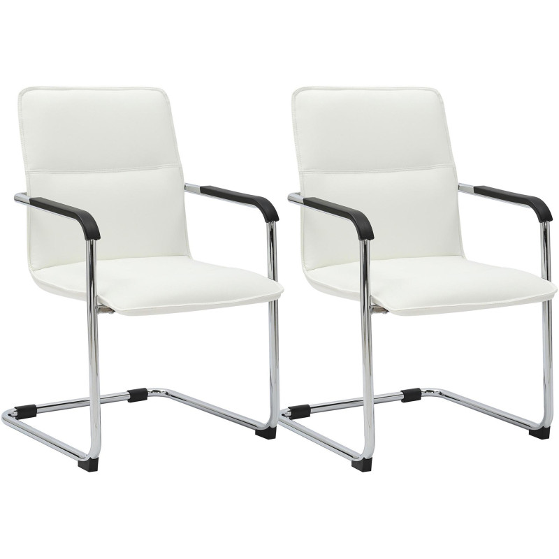 Lot de 2 chaises visiteurs Seattle blanches