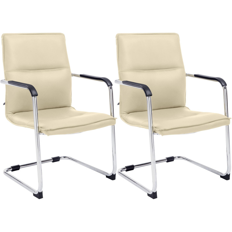 Lot de 2 chaises visiteurs Seattle crème