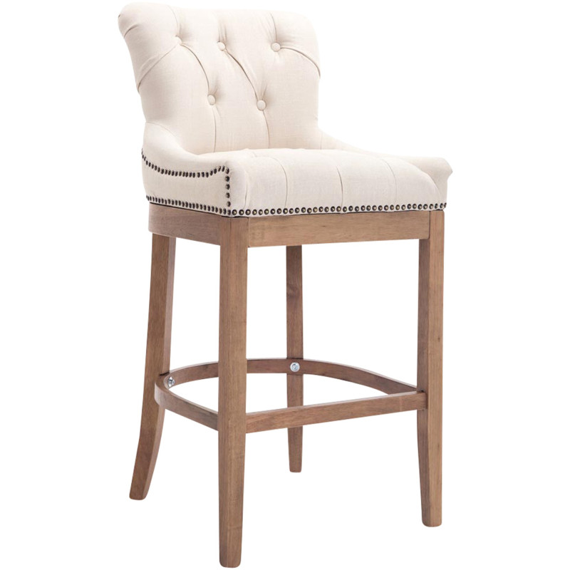 Tabouret de bar en tissu Lakewood, lumière antique crème