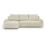 Canapé d'angle gauche convertible 3 places MILO - Velours côtelés beige - Coffre de rangement - L 264 x H 84 x P 99/145 cm