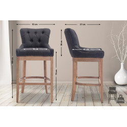 Tabouret de bar en tissu Lakewood, lumière antique gris foncé