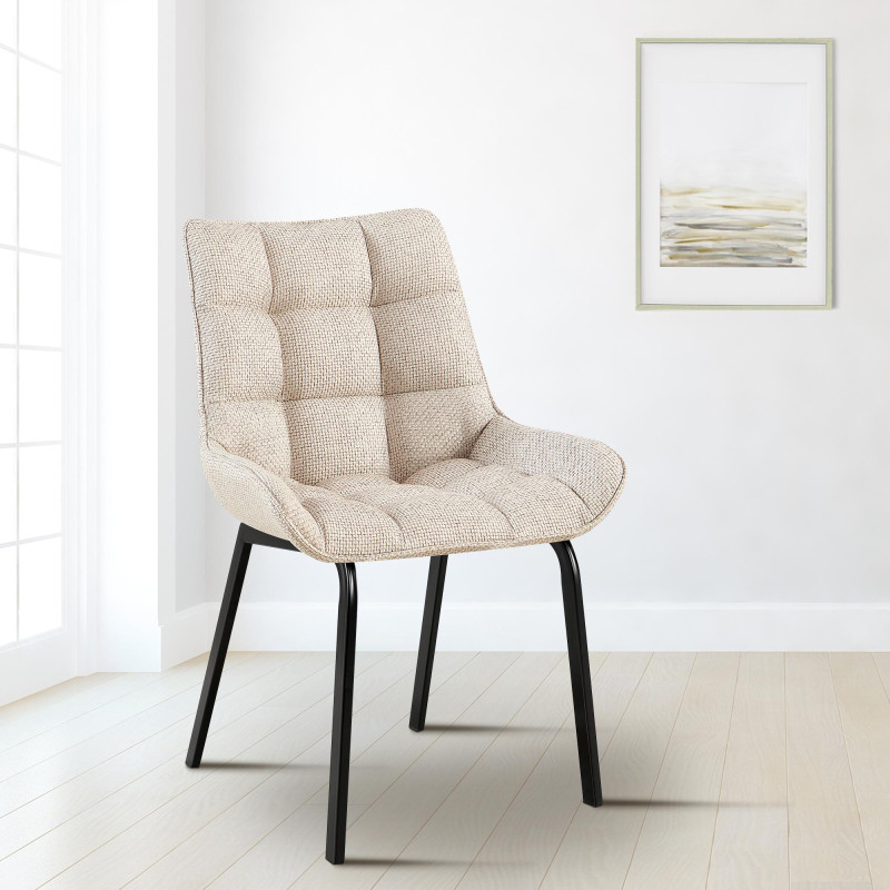 Chaise Saranda en tissu noir ivoire