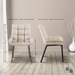 Chaise Saranda en tissu noir ivoire