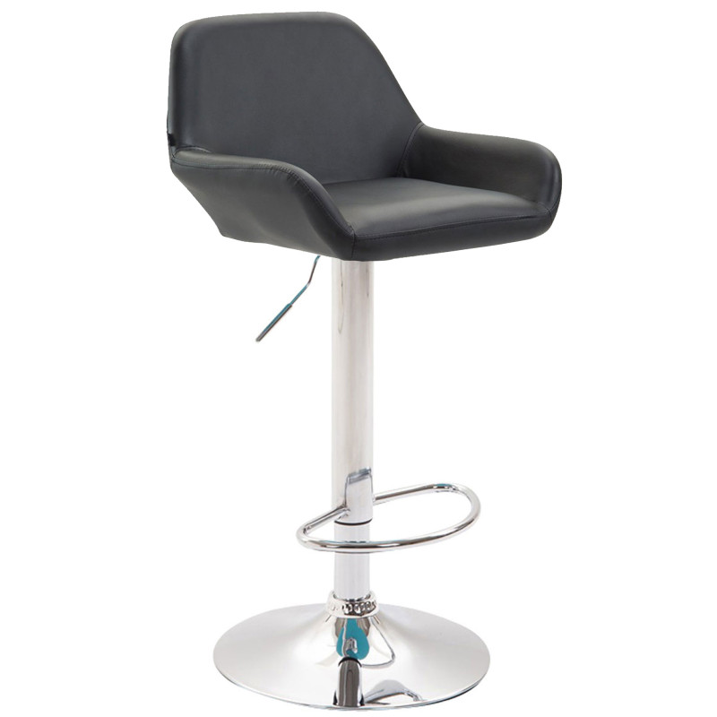 Lot de 2 tabourets de bar Braga simili cuir chromé noir