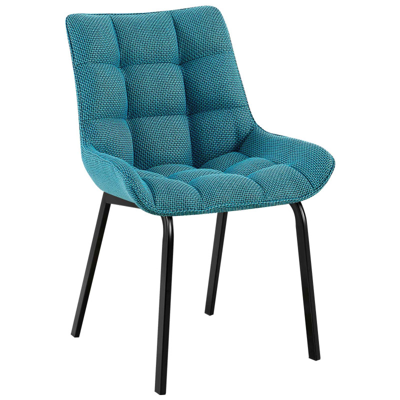 Chaise Saranda tissu noir turquoise