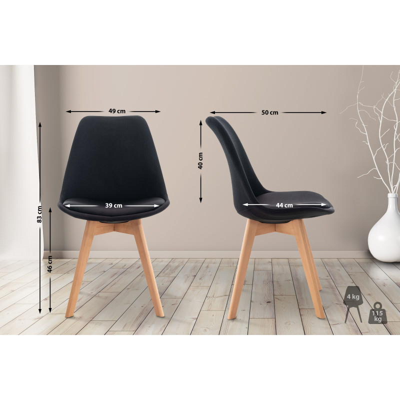 Chaise Linares, tissu noir