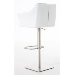 Lot de 2 tabourets de bar Damaso simili cuir acier inoxydable blanc