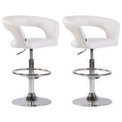 Lot de 2 tabourets de bar Jaen en simili cuir blanc