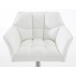 Lot de 2 tabourets de bar Damaso simili cuir acier inoxydable blanc