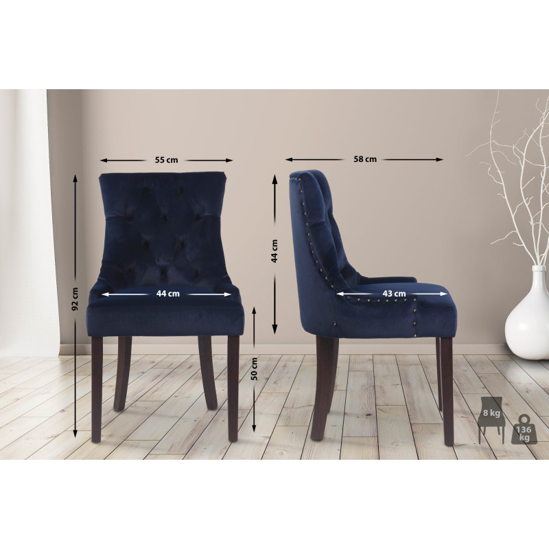 Chaise de salle à manger en velours Aberdeen bleu antique