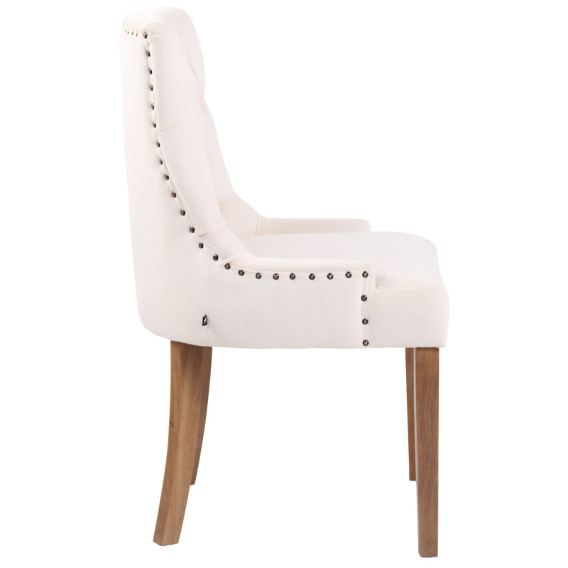 Chaise de salle à manger Aberdeen en velours crème clair antique