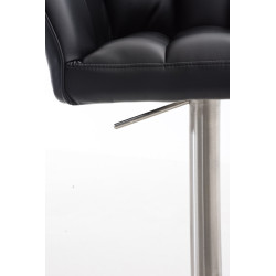 Set 2 sgabelli alti bar Damaso in similpelle nero,acciaio inossidabile