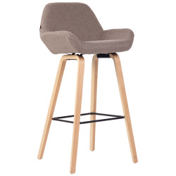 Tabouret de bar Newnan, 4 pieds, structure en chêne naturel taupe