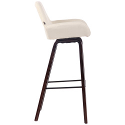 Tabouret de bar Newnan, 4 pieds en tissu, structure en noyer (chêne) crème