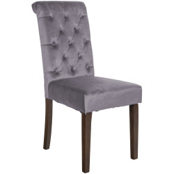 Chaise de salle à manger Lisburn en velours gris foncé