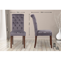 Chaise de salle à manger Lisburn en velours gris foncé