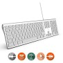 MOBILITY LAB ML304304 – Clavier Design Touch Filaire avec 2 USB pour Mac – AZERTY – Blanc et argenté