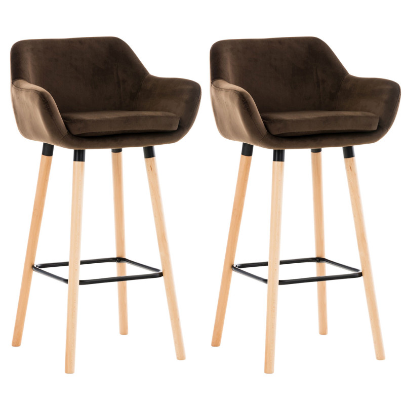 Lot de 2 tabourets de bar en velours Grant brun