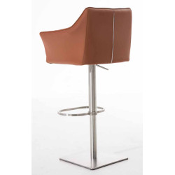 Lot de 2 tabourets de bar Damaso simili cuir acier inoxydable marron clair