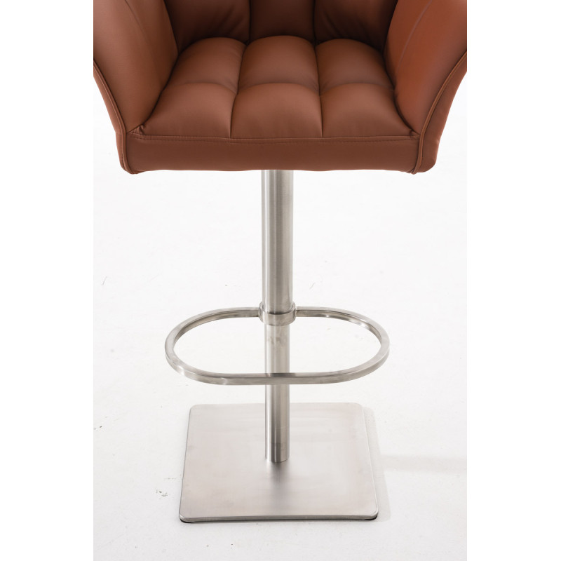 Lot de 2 tabourets de bar Damaso simili cuir acier inoxydable marron clair