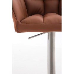 Set 2 sgabelli alti bar Damaso in similpelle marrone chiaro,acciaio inossidabile
