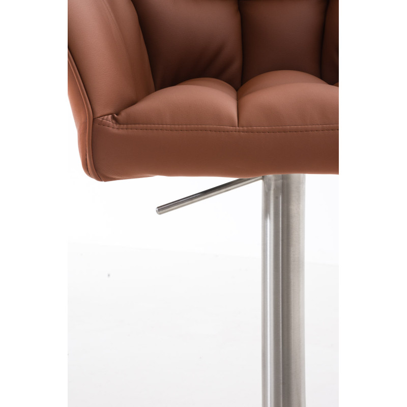 Set 2 sgabelli alti bar Damaso in similpelle marrone chiaro,acciaio inossidabile