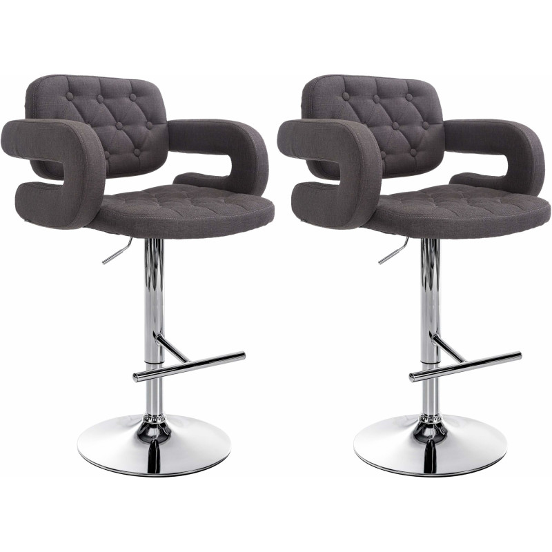 Lot de 2 tabourets de bar en tissu Dublin C gris foncé