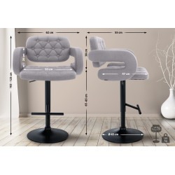 Tabouret de bar Dublin FABRIC gris