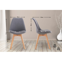 Ensemble de 4 chaises Linares en tissu gris