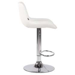 Tabouret de bar Lentini, similicuir, chrome blanc