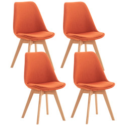 Lot de 4 chaises Linares en tissu orange