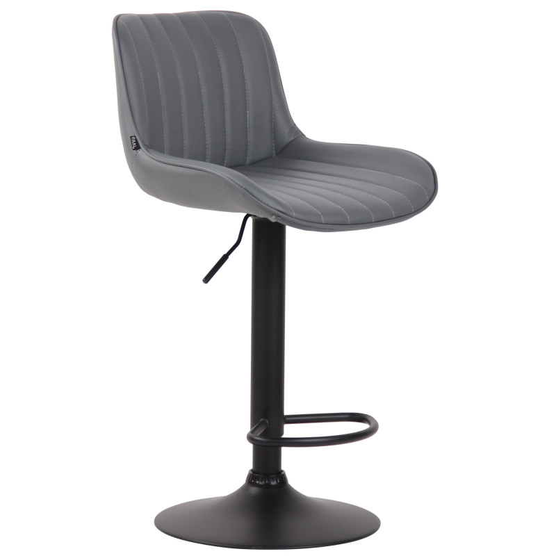 Tabouret de bar Lentini, simili cuir gris