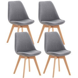 Lot de 4 chaises Linares en tissu gris clair