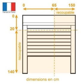 Volet roulant double parois H140 cm x L150 cm PVC recoupable en largeur et hauteur - Manoeuvre électrique filaire - Coloris Blan