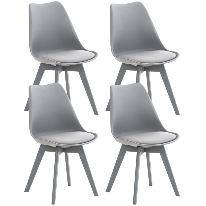 Lot de 4 chaises en plastique Linares, gris/gris