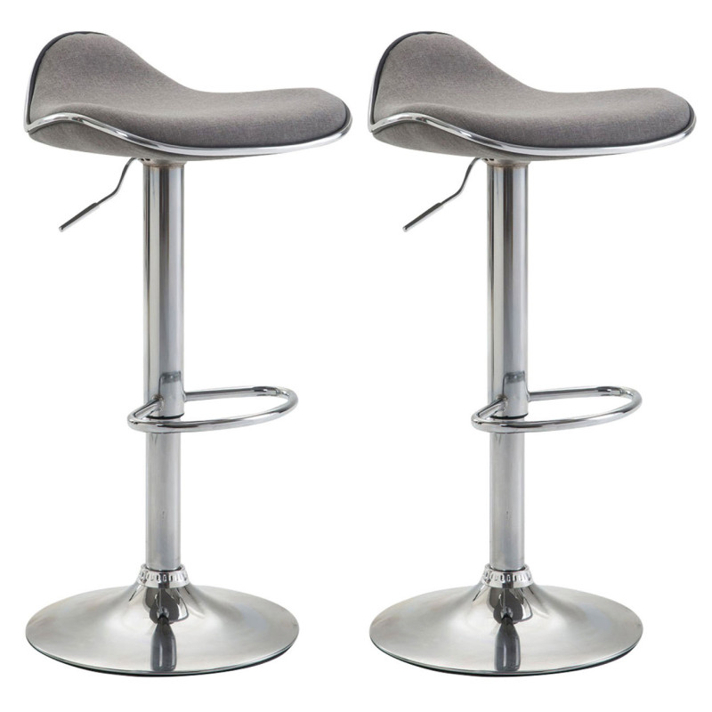 Lot de 2 tabourets de bar en tissu Shanghai C gris clair