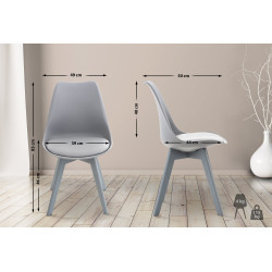 Ensemble de 4 chaises Linares en plastique gris/gris