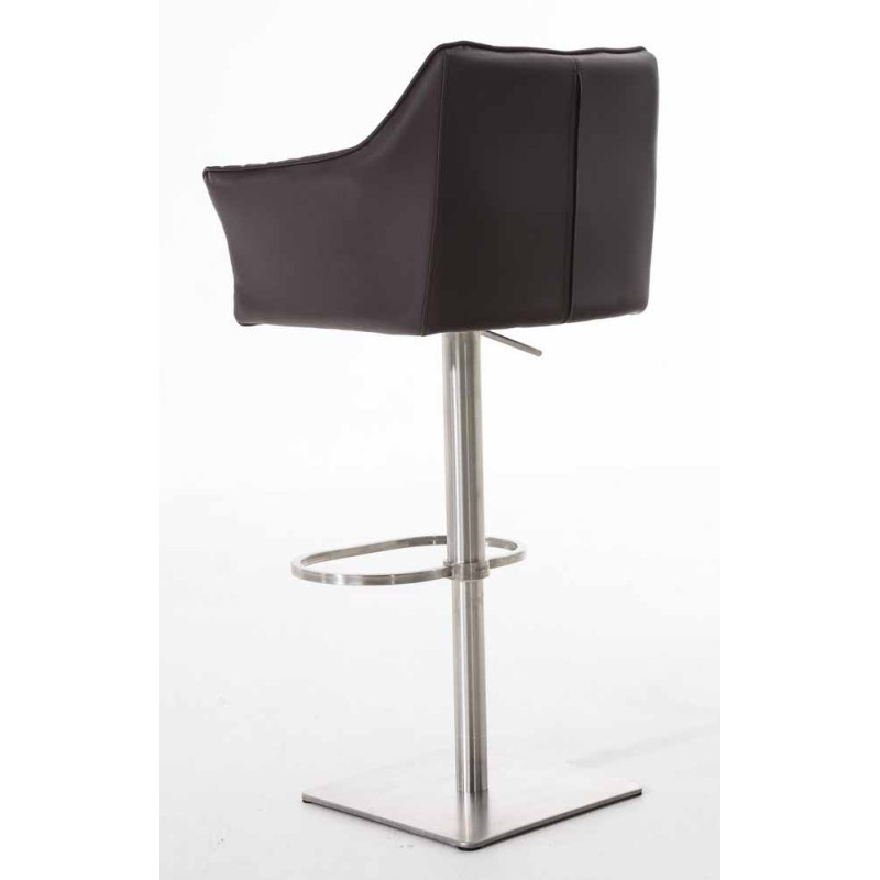 Set di 2 sgabelli da bar Damaso in similpelle marrone e acciaio inox