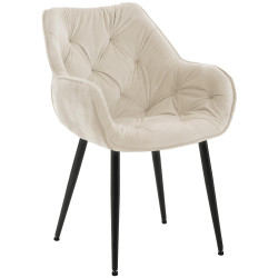 Chaise Tanna en velours crème