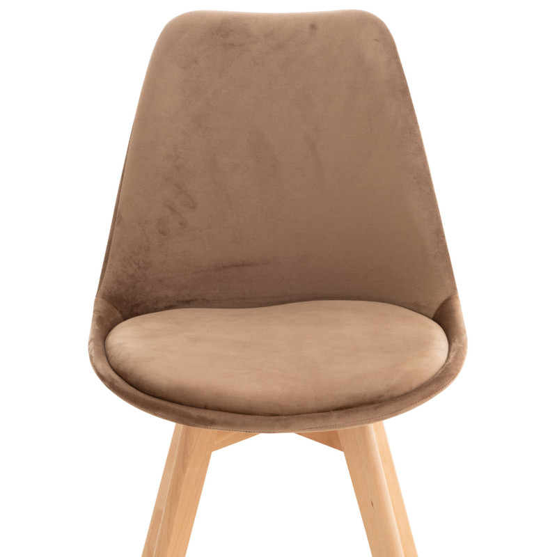 Ensemble de 4 chaises Linares en velours marron