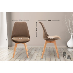 Ensemble de 4 chaises Linares en velours marron foncé