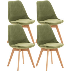 Lot de 4 chaises en velours Linares vert clair